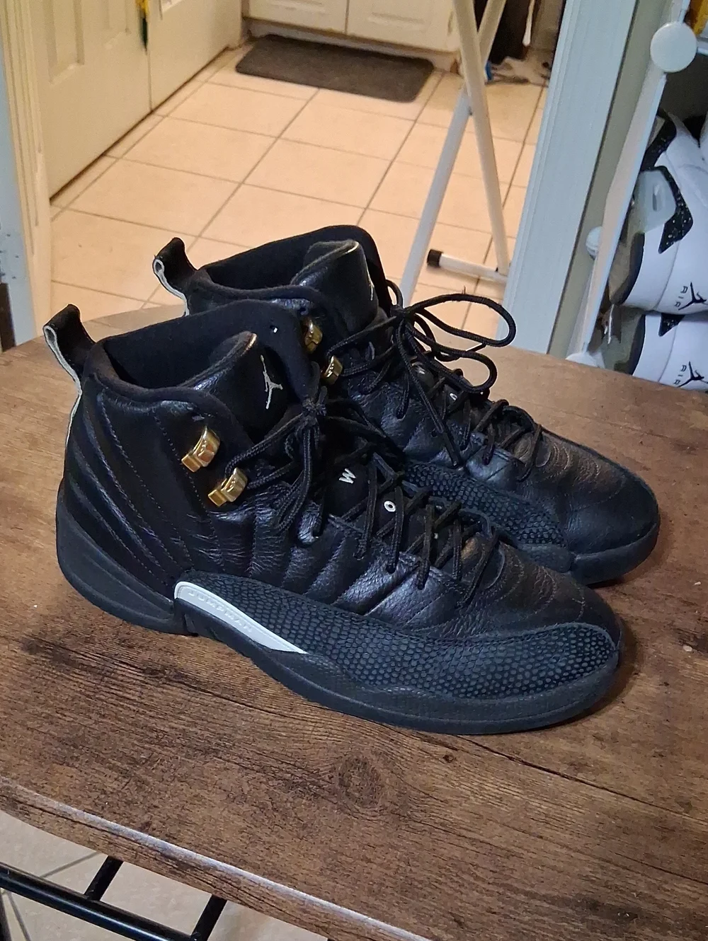 Jordan Men's High-Top Sneakers in Black with Gold Accents
